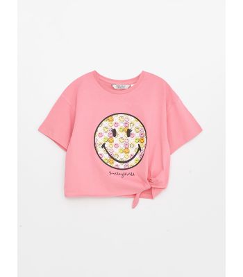 Crew Neck SmileyWorld Printed Short Sleeve Girls T-Shirt