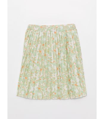 Elastic Waist Patterned Girl Skirt