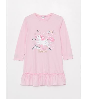 Crew Neck Printed Girls' Nightgown