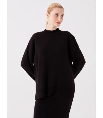 Half Turtleneck Plain Long Sleeve Oversize Women's Knitwear Sweater
