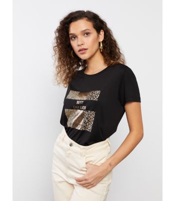 Crew Neck Printed Short Sleeve Women's T-shirt