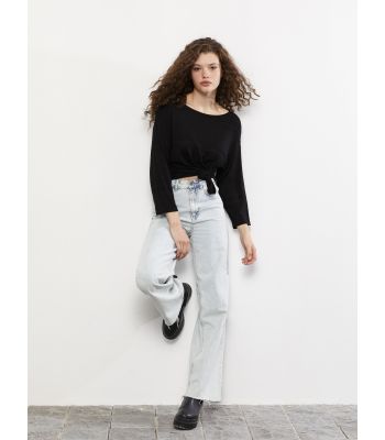 Boat Neck Regular Long Sleeve Women's Tricot Sweater