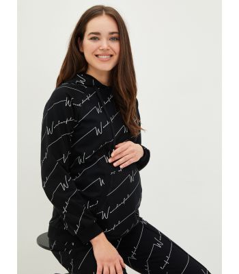 Printed Long-Sleeve Maternity Hoodie