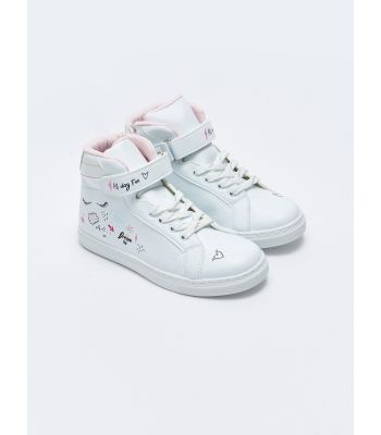 Printed Lace-Up Velcro and Zipper Ankle Boy Girl Sports Shoes