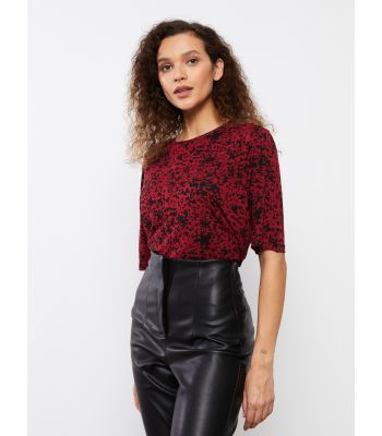 Crew Neck Patterned Short Sleeve Women's T-shirt