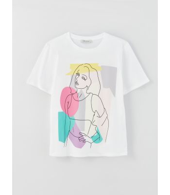 Crew Neck Printed Short Sleeve Women's T-shirt
