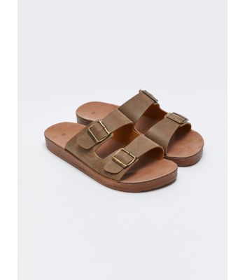 Double Band Buckle Men's Slippers