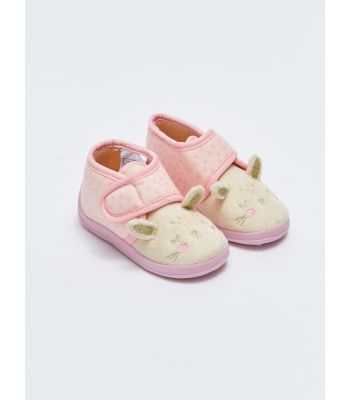 Embroidery Detailed Velcro Closure Baby Girl Panduf