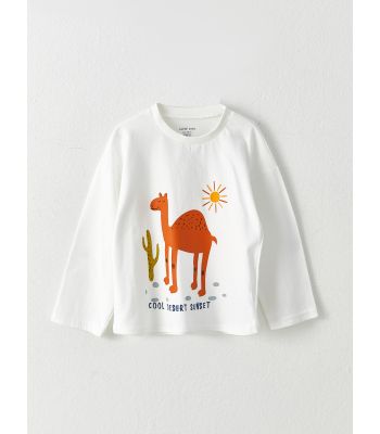 Crew Neck Long Sleeve Printed Cotton Baby Boy T-shirt