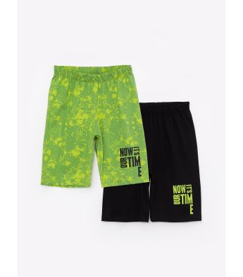 Elastic Waist Printed Cotton Boy Pajamas Shorts 2 Pieces