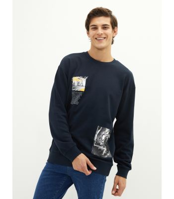 Crew Neck Long Sleeve Printed Men's Sweatshirt