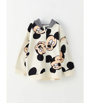 Hooded Long Sleeve Mickey Mouse Printed Baby Boy Zippered Sweatshirt