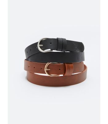 Leather Look Women Belt 2 Pieces