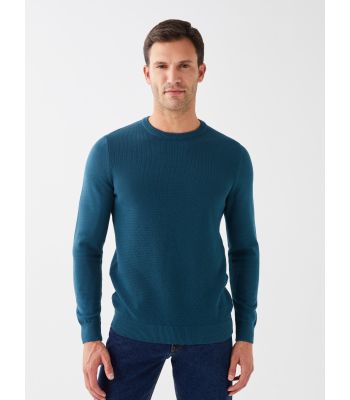 Crew Neck Long Sleeve Men's Tricot Sweater