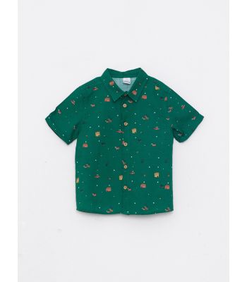 Short Sleeve Printed Poplin Baby Boy Shirt