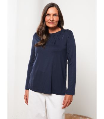 Crew Neck Printed Long Sleeve Women's T-shirt
