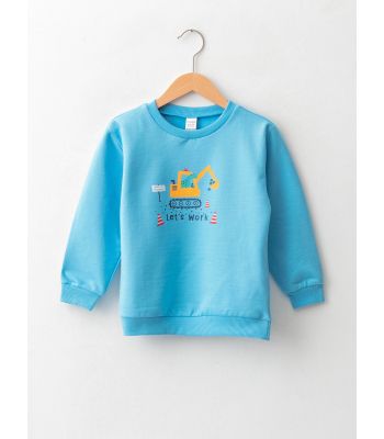 Crew Neck Long Sleeve Printed Baby Boy Sweatshirt