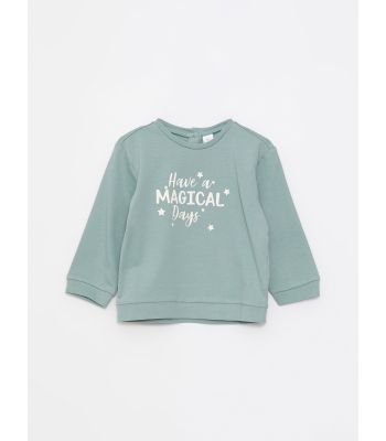 Crew Neck Long Sleeve Printed Baby Girl Sweatshirt
