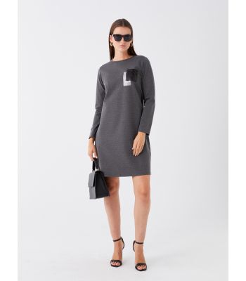 Crew Neck Embroidered Long Sleeve Women's Tunic