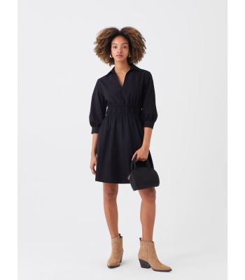 Plain Long Sleeve Poplin Women Shirt Dress