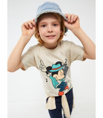 Comfortable Fit Crew Neck Mickey Mouse Printed Boys T-Shirt