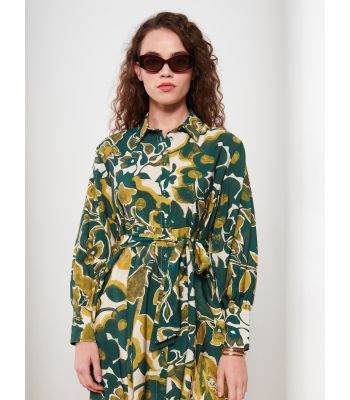 Long Sleeve Women's Tunic With Shirt Collar Pattern