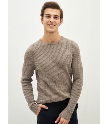 Crew Neck Long Sleeve Men's Tricot Sweater