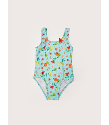 Printed Baby Girl Swimsuit With Flexible Fabric
