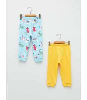 Elastic Waist Cotton Baby Girl Pajama Bottoms 2-Pack