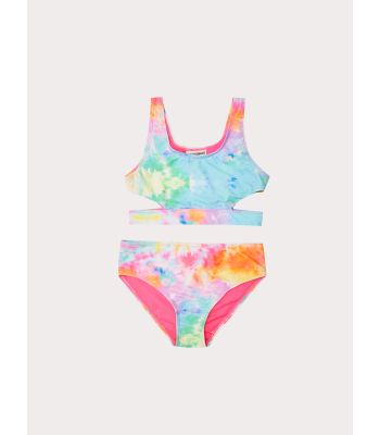 Tie-Dye Patterned Bikini for Girls in Stretchy Fabric