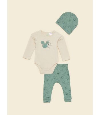 Crew Neck Long Sleeve Mickey Mouse Printed Organic Cotton Baby Boy Hospital Outlet Set
