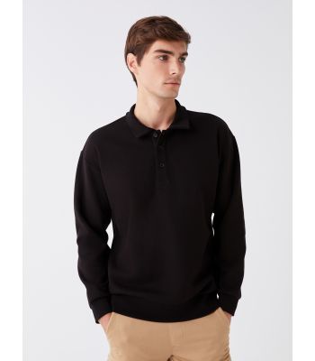Polo Neck Long Sleeve Men's Sweatshirt