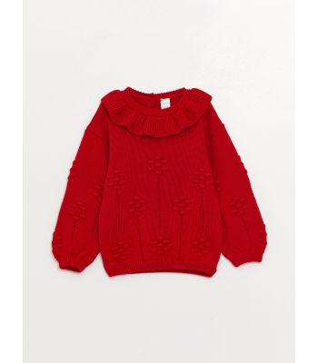 Crew Neck Patterned Baby Girl Knitwear Sweater