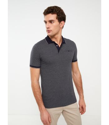Polo Neck Short Sleeve Patterned Men's T-Shirt