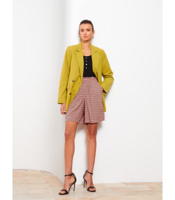 Elastic Waist Patterned Viscose Women's Shorts