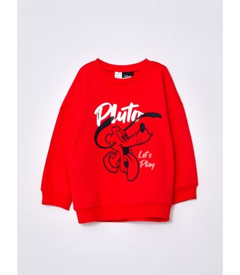 Crew Neck Long Sleeve Pluto Printed Baby Boy Sweatshirt