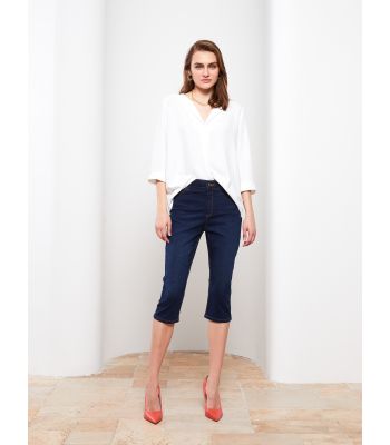 Slim Fit Straight Pocket Detailed Women's Rodeo Jean Capri
