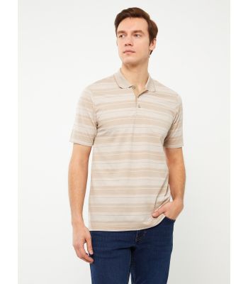 Polo Neck Short Sleeve Striped Men's T-Shirt
