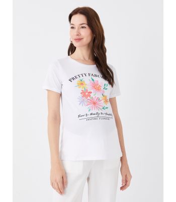 Crew Neck Printed Short Sleeve Maternity T-shirt