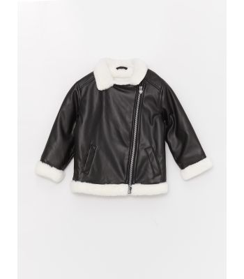Long Sleeve Basic Baby Girl Leather Jacket