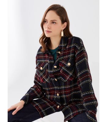 Plaid Long Sleeve Oversize Women Shirt Jacket