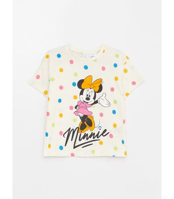 Crew Neck Short Sleeve Minnie Mouse Printed Baby Girl T-Shirt