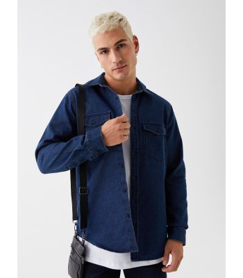 Regular Fit Long Sleeve Men's Jean Shirt