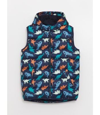 Hooded Printed Boy Down Vest