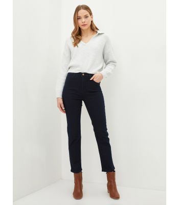 Skinny Fit Regular Pocket Detailed Women's Denim Trousers