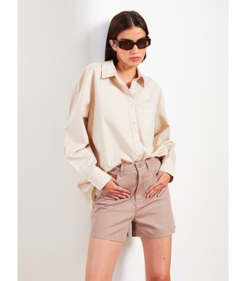 Buttoned Regular Long Sleeve Poplin Women's Shirt