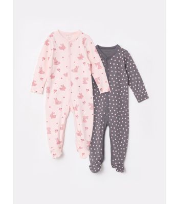 V Neck Long Sleeve Printed Baby Girl Jumpsuit 2 Pieces