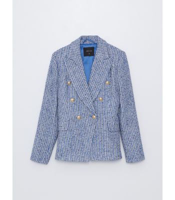 Patterned Long Sleeve Women's Tweed Blazer Jacket