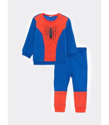 Crew Neck Long Sleeve Spiderman Printed Baby Boy Sweatshirt and Sweatpants 2-Pack Set