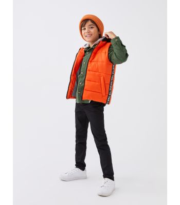 Hooded Printed Boy Down Vest